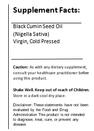 BLACK CUMIN SEED OIL - 100% PURE VIRGIN COLD PRESSED, ORGANIC! (BLACK SEED OIL )