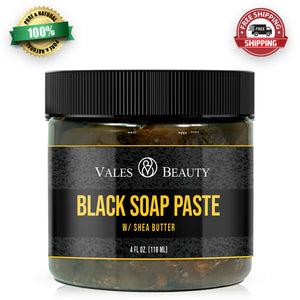 Raw African Black Soap Paste Body & Face Wash 4 oz For Acne Scars Stretch Marks