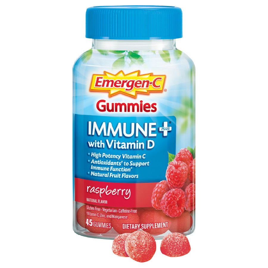 Emergen-C Immune+ Gummies with 500 mg Vitamin C Plus Vitamin D & Zinc Raspberry