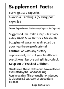 GARCINIA CAMBOGIA 70% HCA EXTRACT