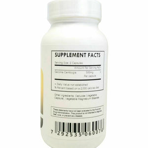 Garcinia Cambogia Extract Powder Capsules 500 mg Each (60% HCA)