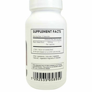 Black Maca Root - Vegetable Capsules 500mg Each - Non GMO