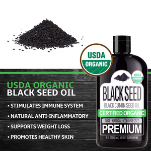 Organic Black Seed Oil Edible (100% Pure & Natural) Cumin Nigella Sativa - 4oz