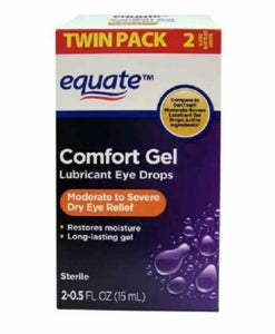 Equate Comfort Gel Lubricant Eye Drops, 0.5 Fl Oz, TWIN PACK BOX EXP 01/2021